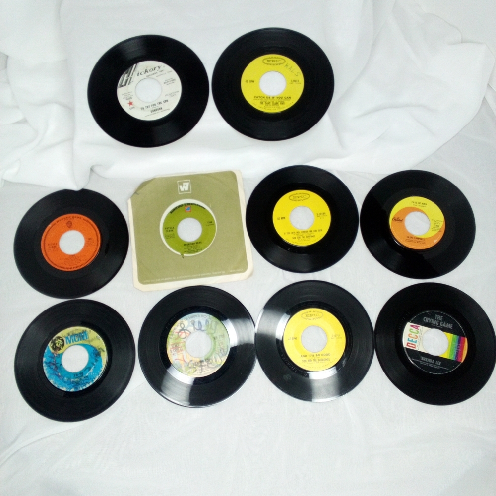 Lot Of 10 45rpm Vinyl Records 60/70's Pop Rock Seals & Crofts Osmonds Tested